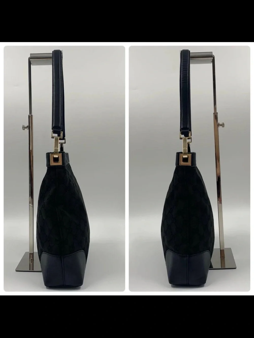 GUCCI Black GG Canvas Shoulder Bag